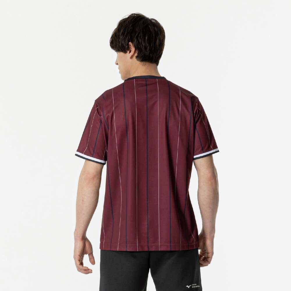 ミズノ（MIZUNO）（メンズ、レディース）サッカーウェア フットボール ストライプTシャツ P2MABX7463