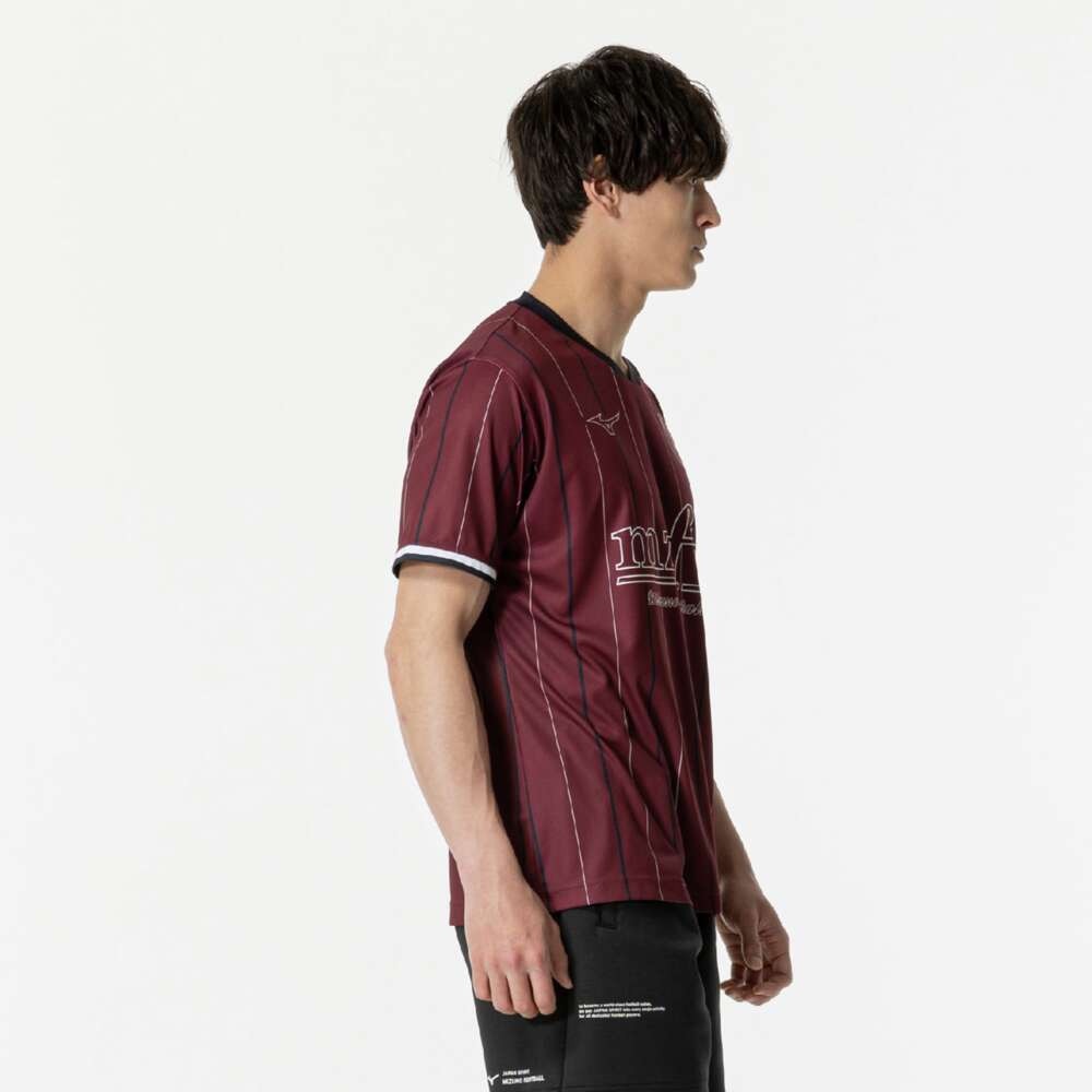 ミズノ（MIZUNO）（メンズ、レディース）サッカーウェア フットボール ストライプTシャツ P2MABX7463