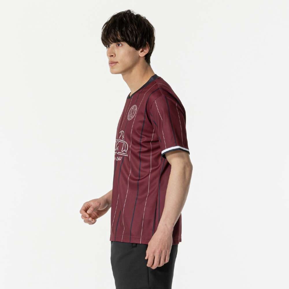 ミズノ（MIZUNO）（メンズ、レディース）サッカーウェア フットボール ストライプTシャツ P2MABX7463