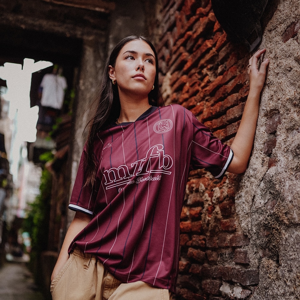ミズノ（MIZUNO）（メンズ、レディース）サッカーウェア フットボール ストライプTシャツ P2MABX7463