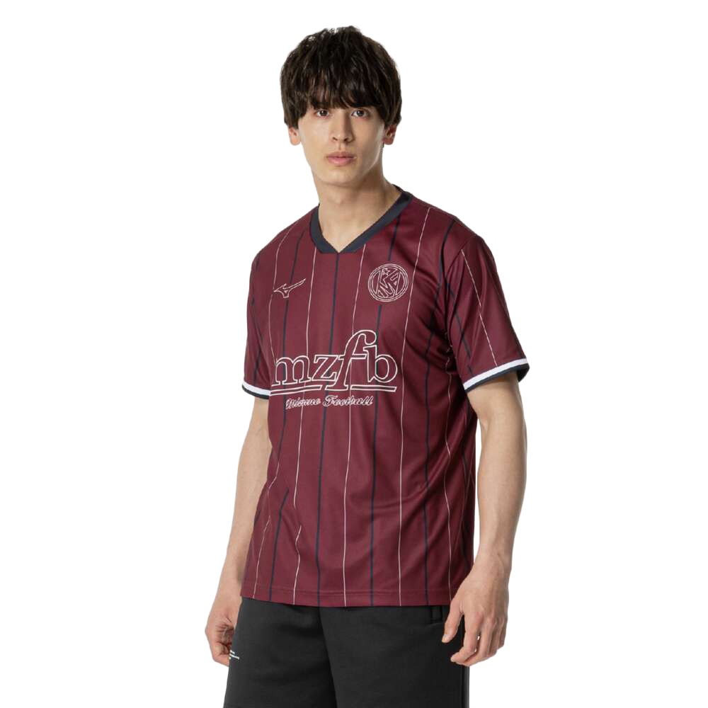 ミズノ（MIZUNO）（メンズ、レディース）サッカーウェア フットボール ストライプTシャツ P2MABX7463
