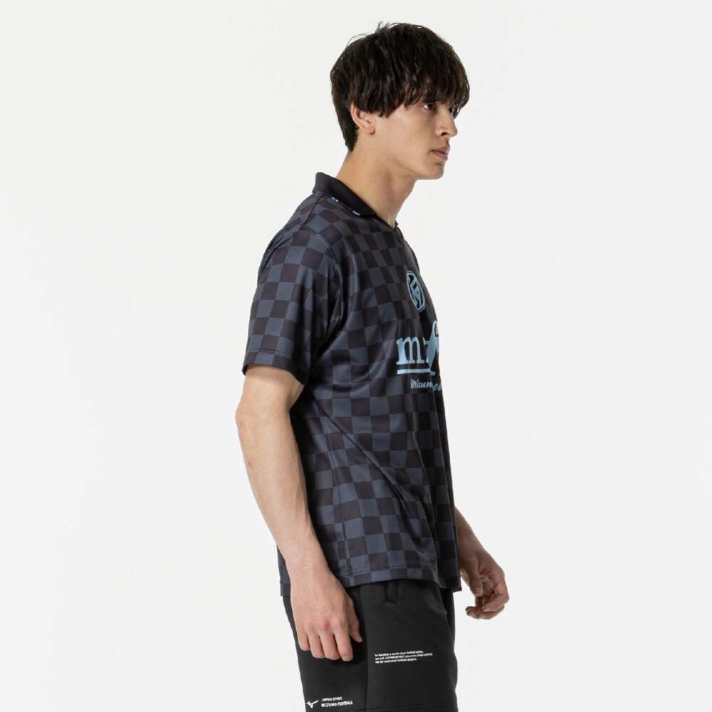 ミズノ（MIZUNO）（メンズ、レディース）サッカーウェア フットボール ロゴポロシャツ P2MABX7514