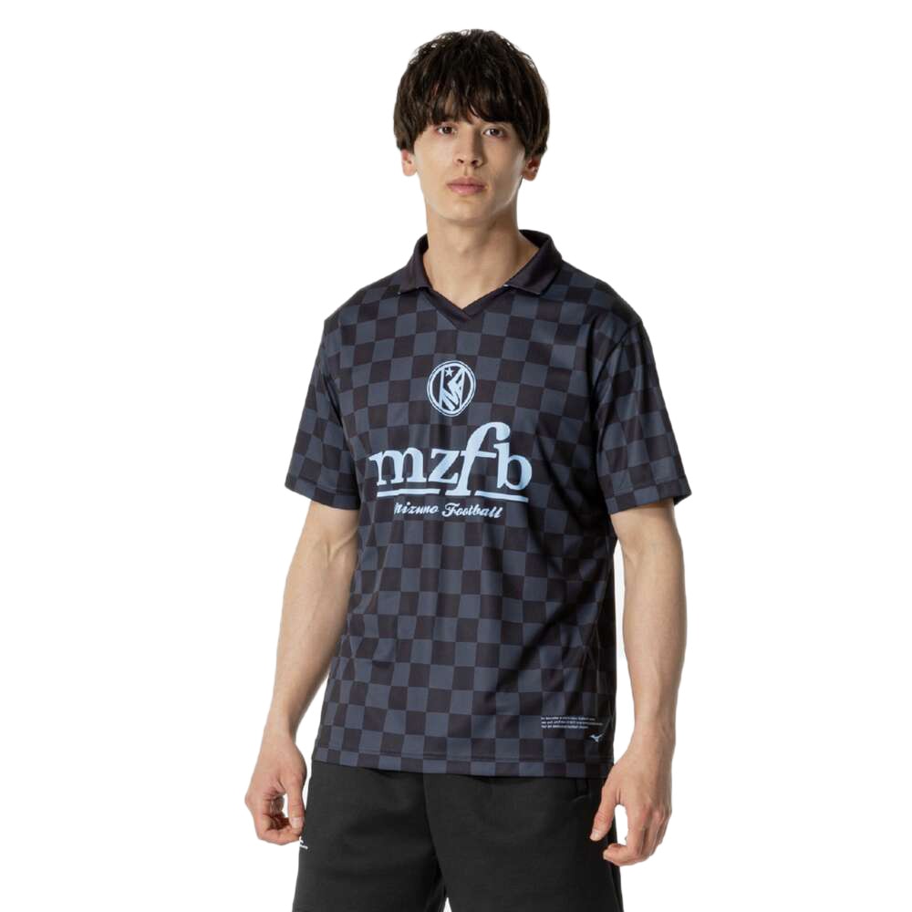 ミズノ（MIZUNO）（メンズ、レディース）サッカーウェア フットボール ロゴポロシャツ P2MABX7514