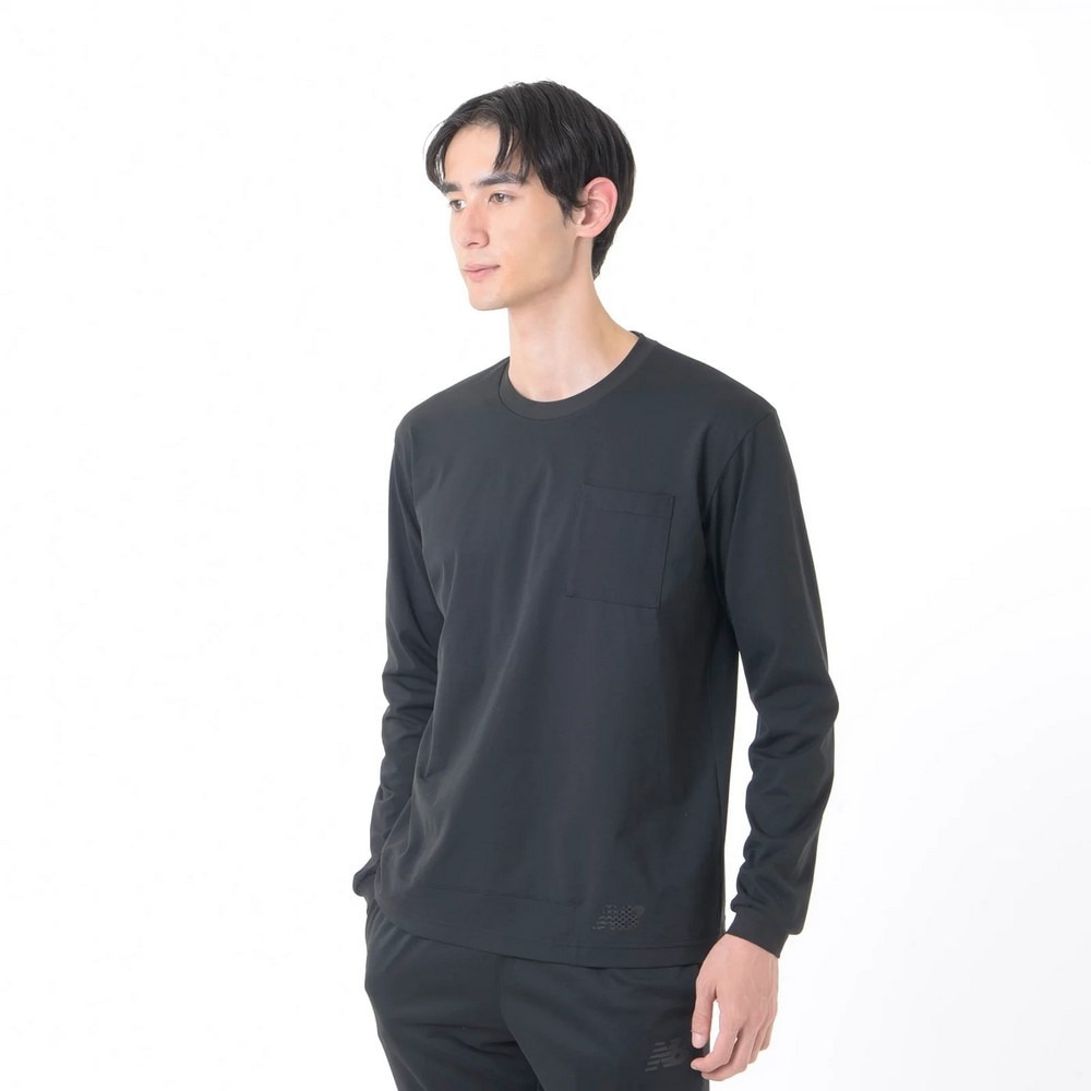 ニューバランス（new balance）（メンズ）サッカーウェア プレミアエディション コットンライクトラベル長袖Tシャツ AMT45200BK 速乾