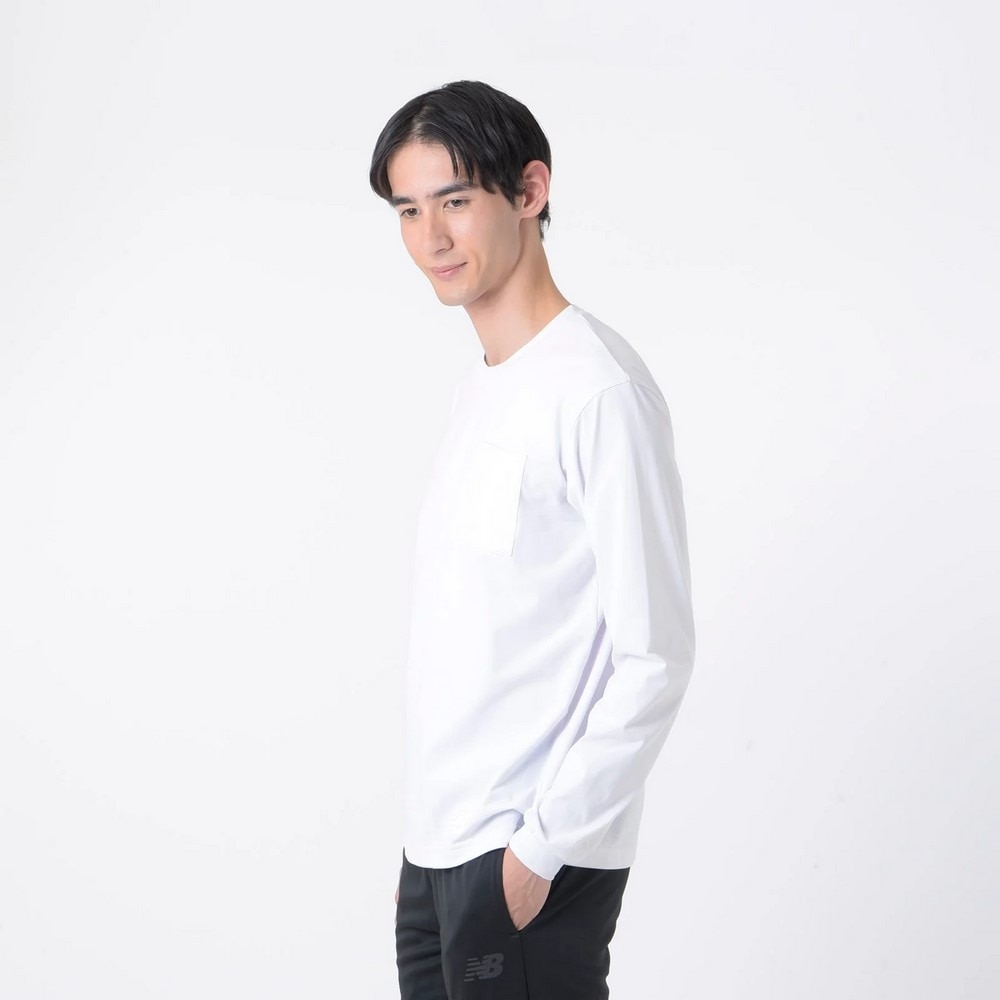 ニューバランス（new balance）（メンズ）サッカーウェア プレミアエディション コットンライクトラベル長袖Tシャツ AMT45200WT 速乾