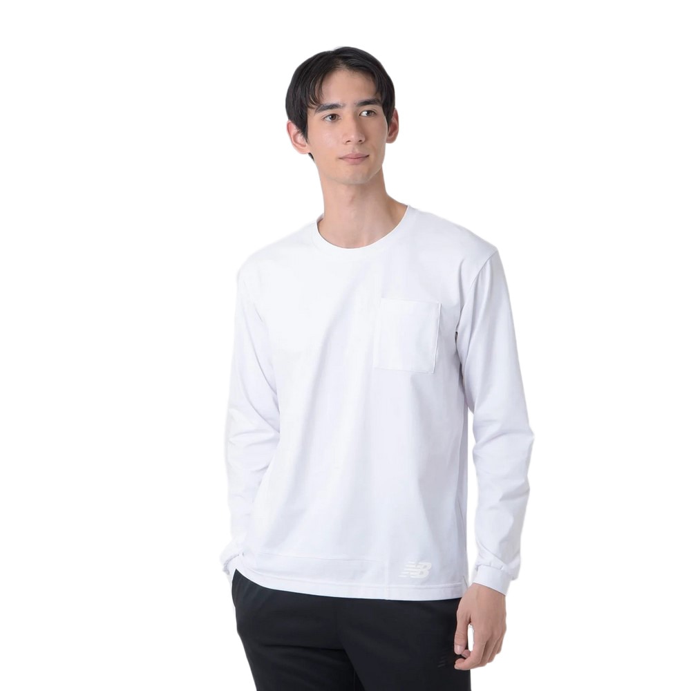 ニューバランス（new balance）（メンズ）サッカーウェア プレミアエディション コットンライクトラベル長袖Tシャツ AMT45200WT 速乾