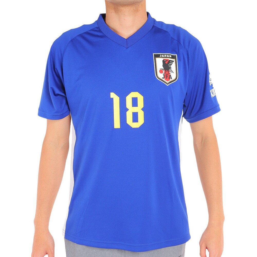 日本サッカー協会（JFA ）（メンズ、レディース）サッカー 日本代表 プレーヤーズTシャツ Lサイズ 18 三笘薫 O5-113