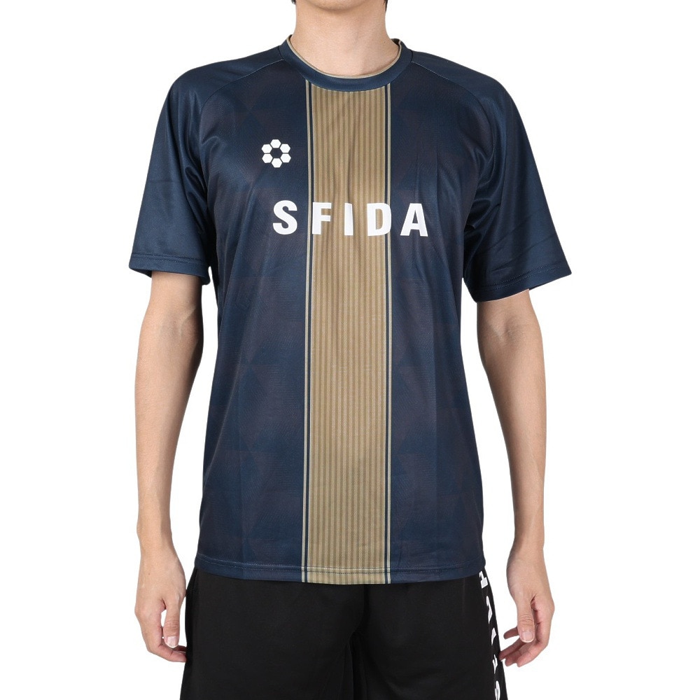 スフィーダ（SFIDA）（メンズ）サッカー フットサルウェア プラクティスシャツ センターストライプ SA-24X30 NVY/ST GRN