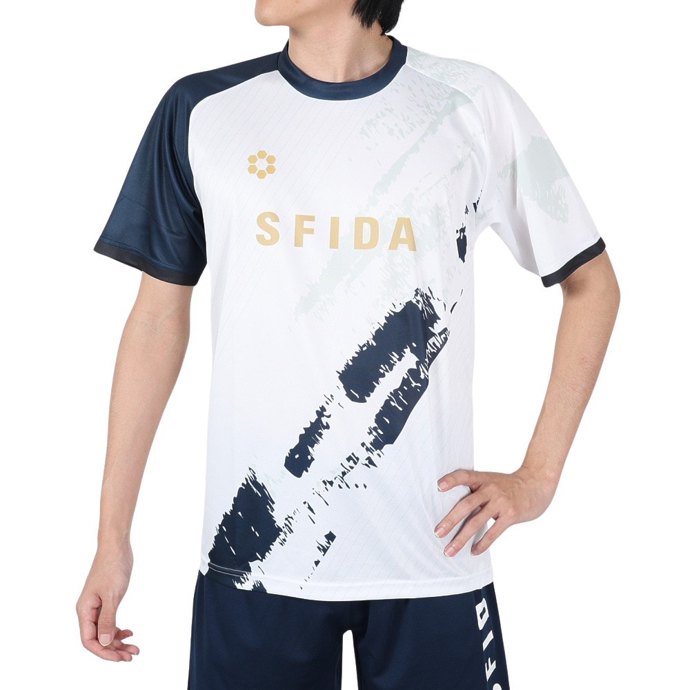 スフィーダ（SFIDA）（メンズ）サッカー フットサルウェア プラクティスシャツ アシンメトリーグラフィック SA-24X31 WHT