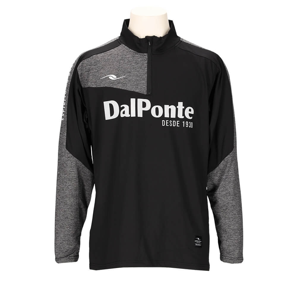 ダウポンチ（DalPonte）（メンズ）サッカー フットサルウェア 裏起毛 ウォーム ハーフジップモックネックプラクティスシャツ DPZ0416-BLACK