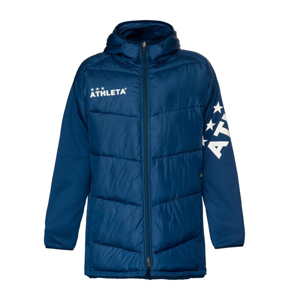 サッカー ウェア メンズ 中綿ウォームハーフコート 4137 Nvy フットサル 防寒 アスレタ ヴィクトリア