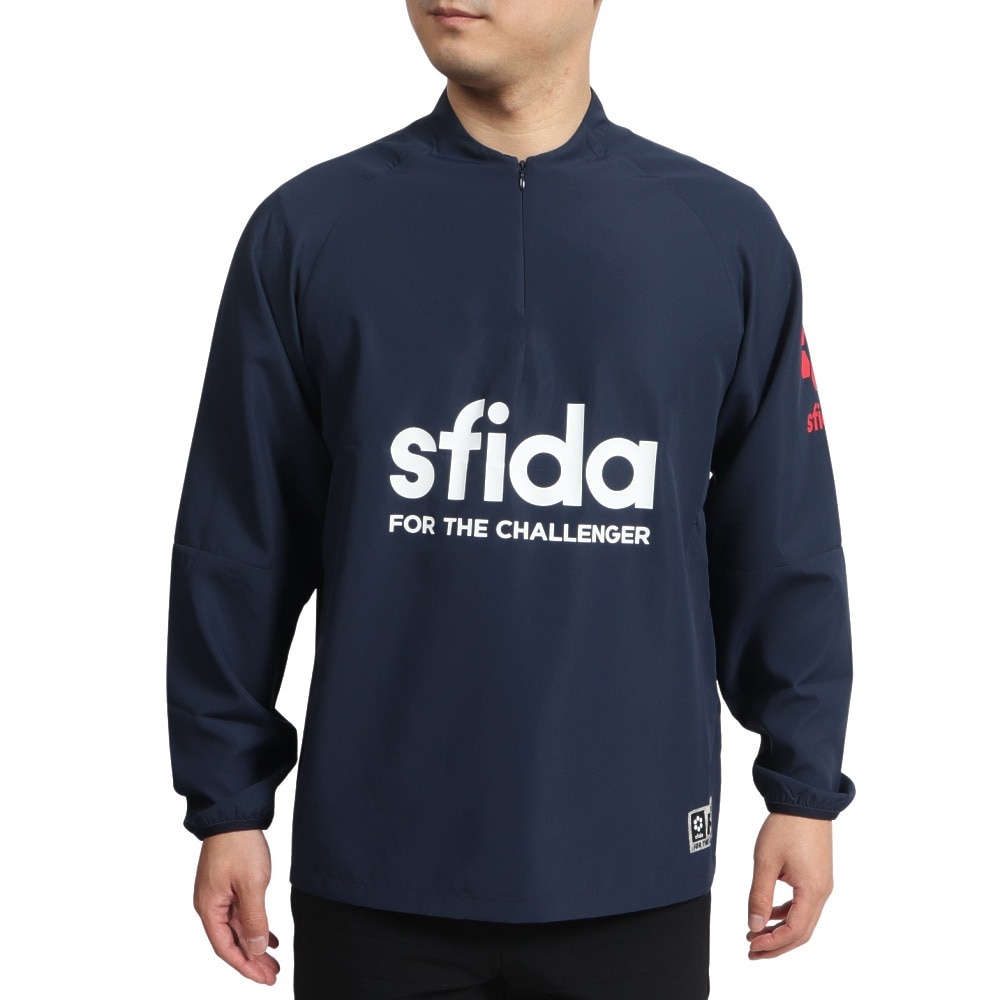 スフィーダ（SFIDA）（メンズ）サッカー フットサルウェア Challenger Thermotect 1/4ジップピステトップ SA-22510 NVY/RED