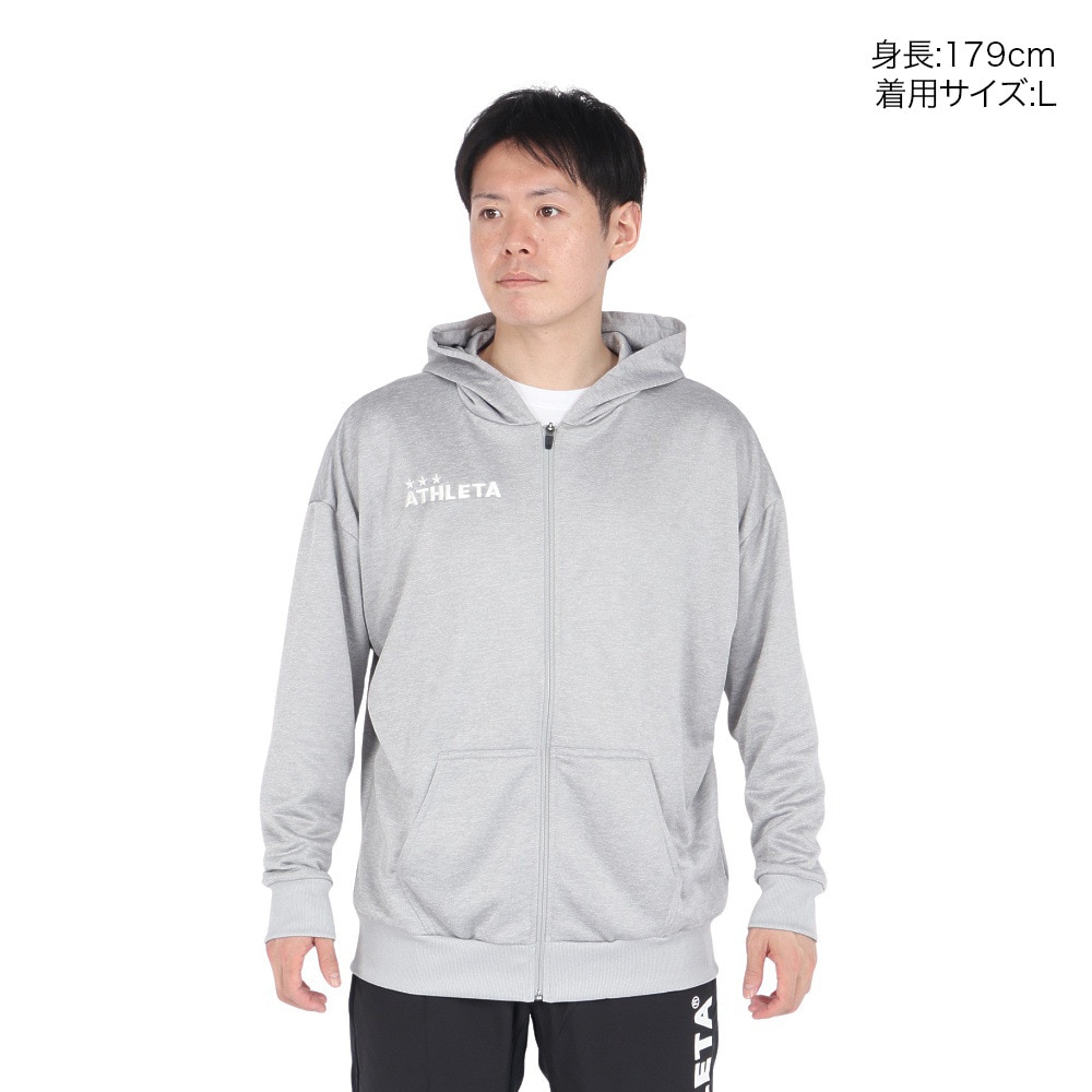 アスレタ（ATHLETA）（メンズ、レディース）サッカー フットサルウェア 裏毛 スウェットジップパーカー XE-457 GRY