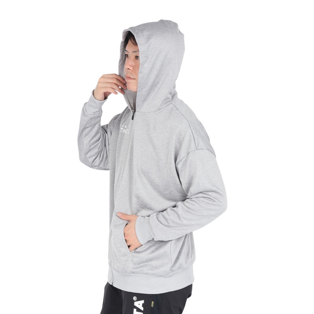 アスレタ（ATHLETA）（メンズ、レディース）サッカー フットサルウェア 裏毛 スウェットジップパーカー XE-457 GRY