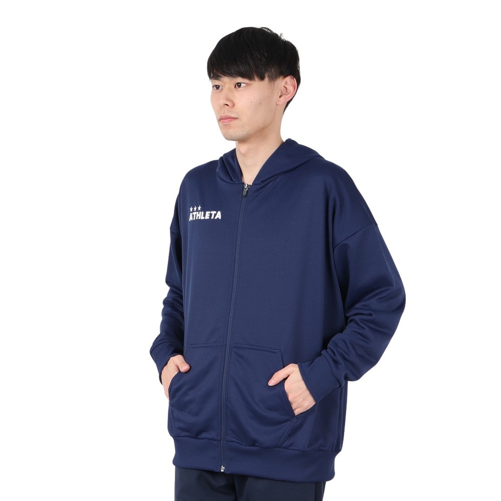アスレタ（ATHLETA）（メンズ）サッカー フットサルウェア 裏毛 スウェットジップパーカー XE-457 NVY