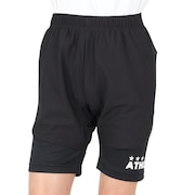 (メンズ)サッカー フットサルウェア スリムジャージハーフパンツ 2388 BLK