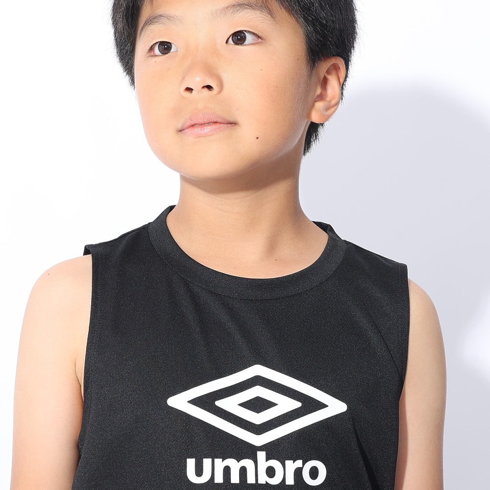 アンブロ（UMBRO）（キッズ）サッカーウェア ジュニア ノースリーブプラシャツ UUJXJA66 BLK 速乾