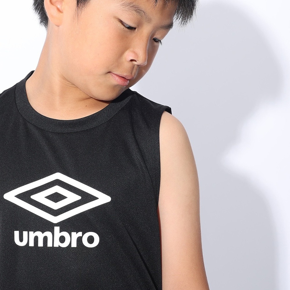 アンブロ（UMBRO）（キッズ）サッカーウェア ジュニア ノースリーブプラシャツ UUJXJA66 BLK 速乾