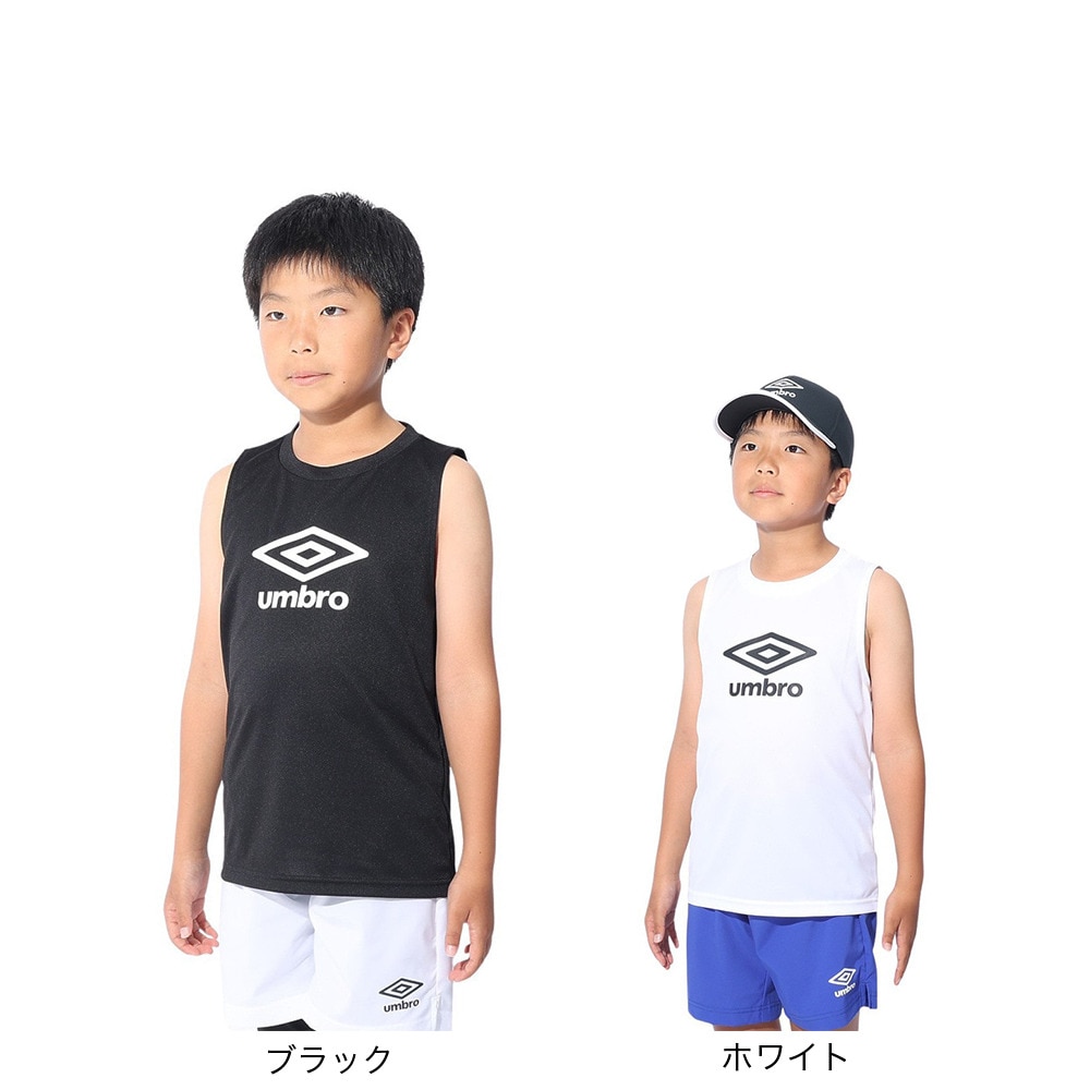 アンブロ（UMBRO）（キッズ）サッカーウェア ジュニア ノースリーブプラシャツ UUJXJA66 WHT 速乾