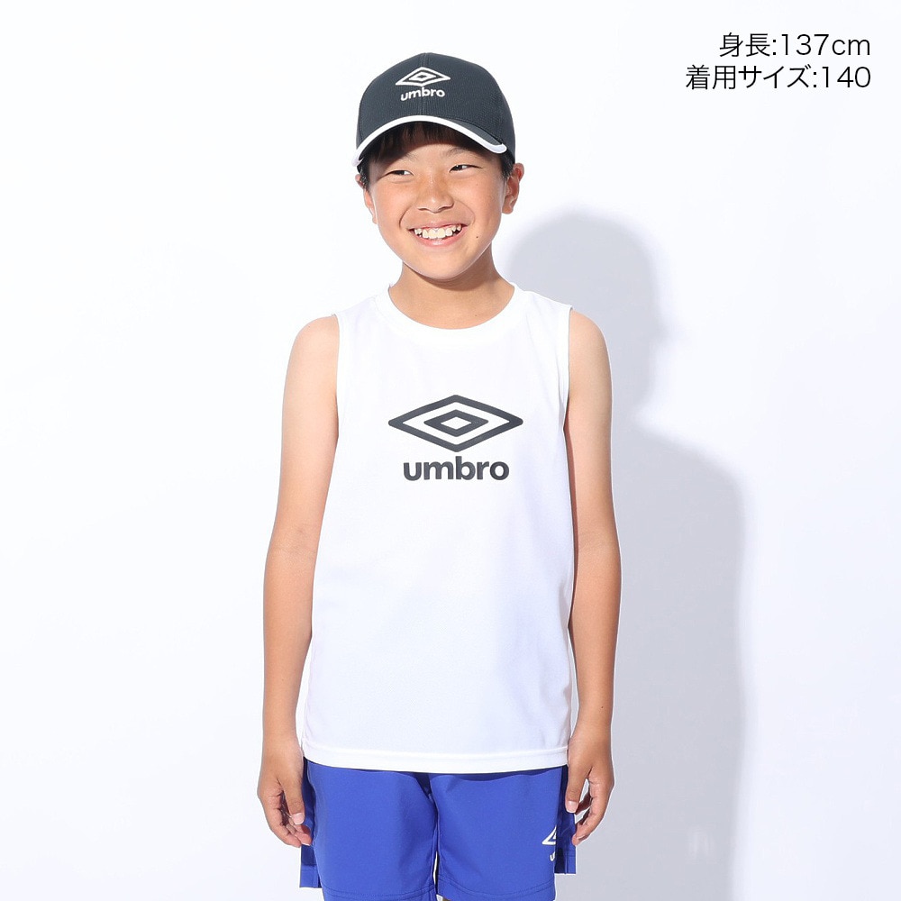 アンブロ（UMBRO）（キッズ）サッカーウェア ジュニア ノースリーブプラシャツ UUJXJA66 WHT 速乾