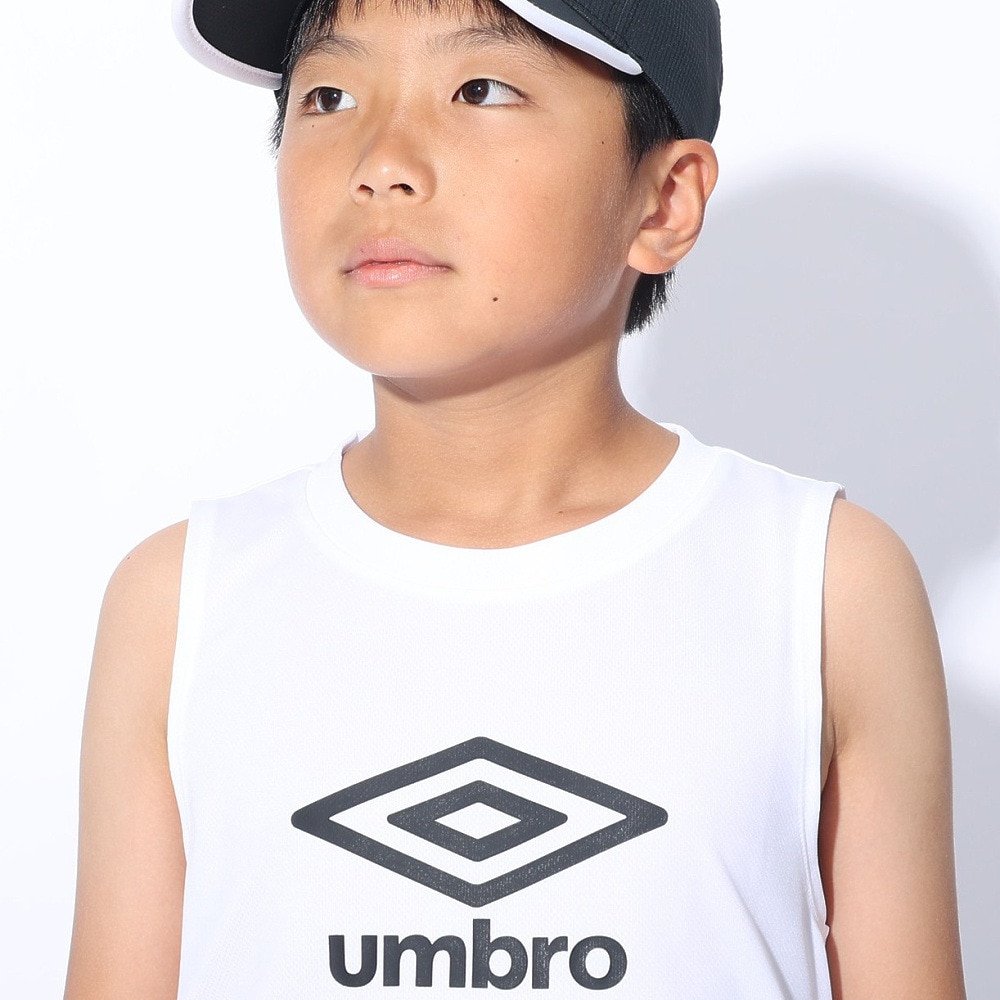アンブロ（UMBRO）（キッズ）サッカーウェア ジュニア ノースリーブプラシャツ UUJXJA66 WHT 速乾