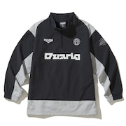 (キッズ)サッカーウェア ジュニア 裏起毛 メッシュ 長袖 ハーフジップ ピステシャツ 4F0016-SCWR-742EG BLK