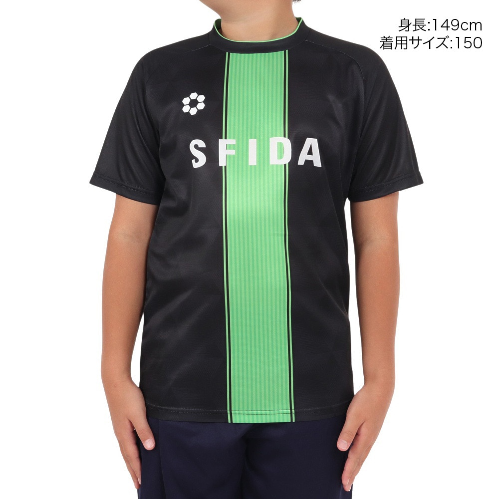 スフィーダ（SFIDA）（キッズ）サッカー フットサルウェア ジュニア プラクティスシャツ センターストライプ SA-24X30JR BLK/GRN FS