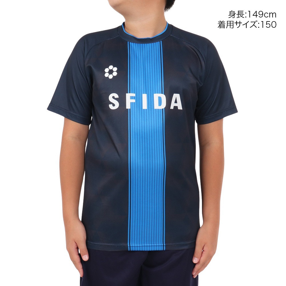 スフィーダ（SFIDA）（キッズ）サッカー フットサルウェア ジュニア プラクティスシャツ センターストライプ SA-24X30JR NVY/BR BLU