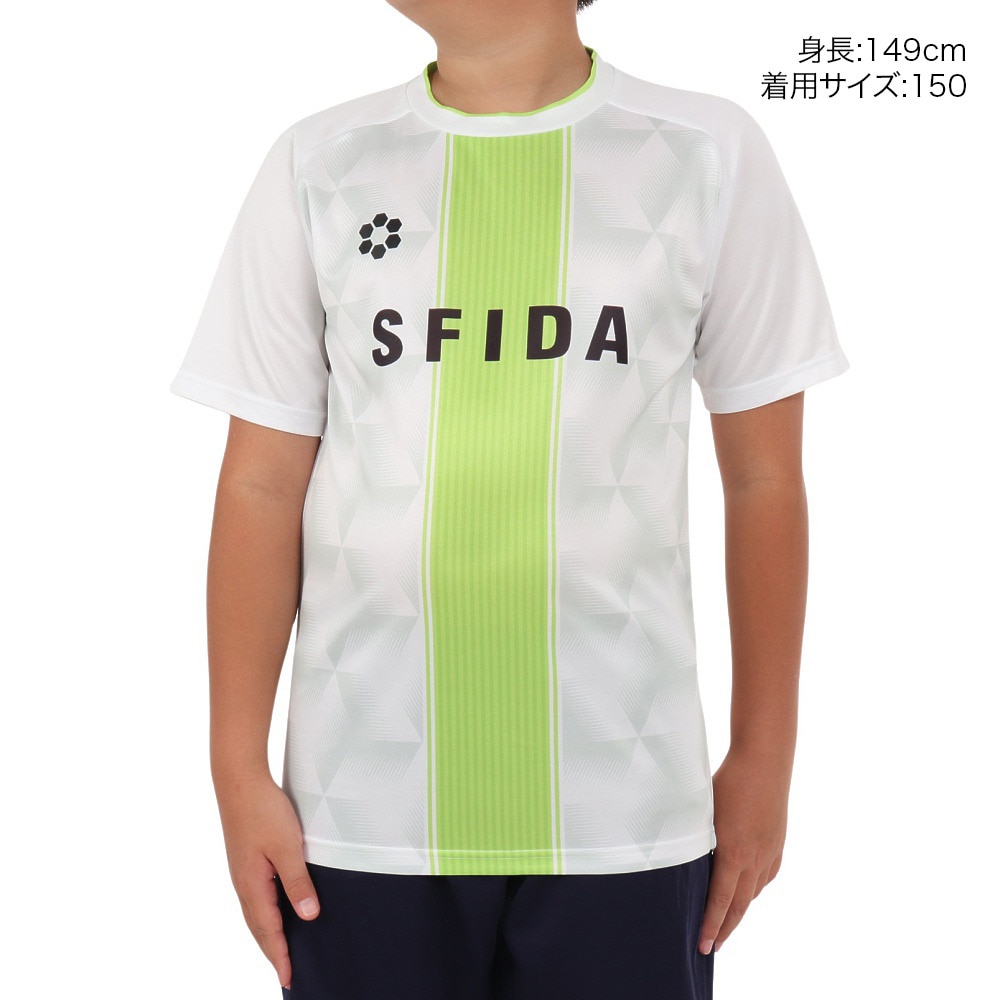 スフィーダ（SFIDA）（キッズ）サッカー フットサルウェア ジュニア プラクティスシャツ センターストライプ SA-24X30JR WHT/AD LIM