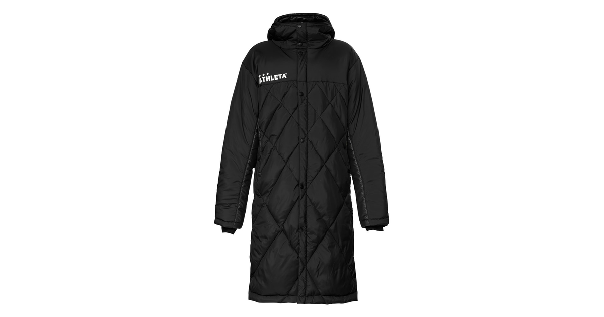 アスレタ｜サッカー ウェア ジュニア ウェア ベンチコート 4140J 黒【ロングコート アウター 防寒】 - スポーツ用品はスーパースポーツゼビオ