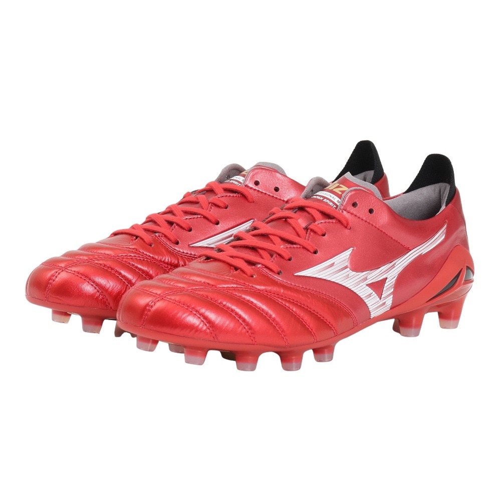 ミズノ（MIZUNO）（メンズ、レディース）サッカースパイク 天然芝 土 人工芝グラウンド用 サッカーシューズ モレリアネオ 4 JAPAN 赤 お一人様一点まで P1GA253060