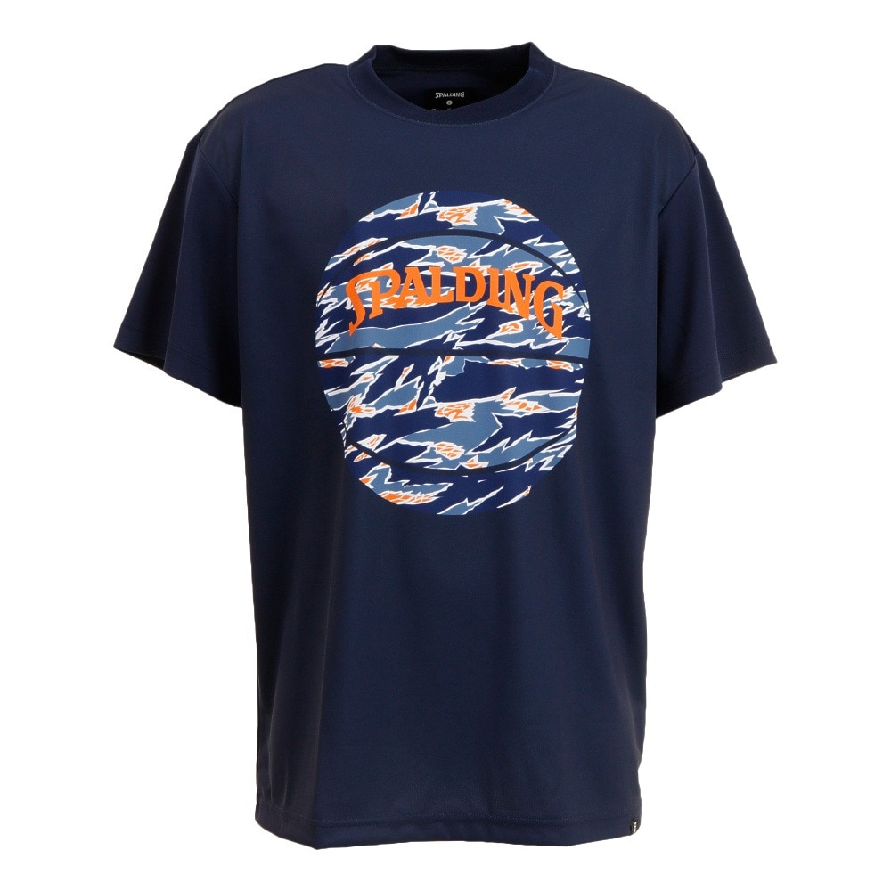 スポルディング（SPALDING）（メンズ）バスケットボールウェア UVカット Tシャツ タイガーカモボール SMT22001NV