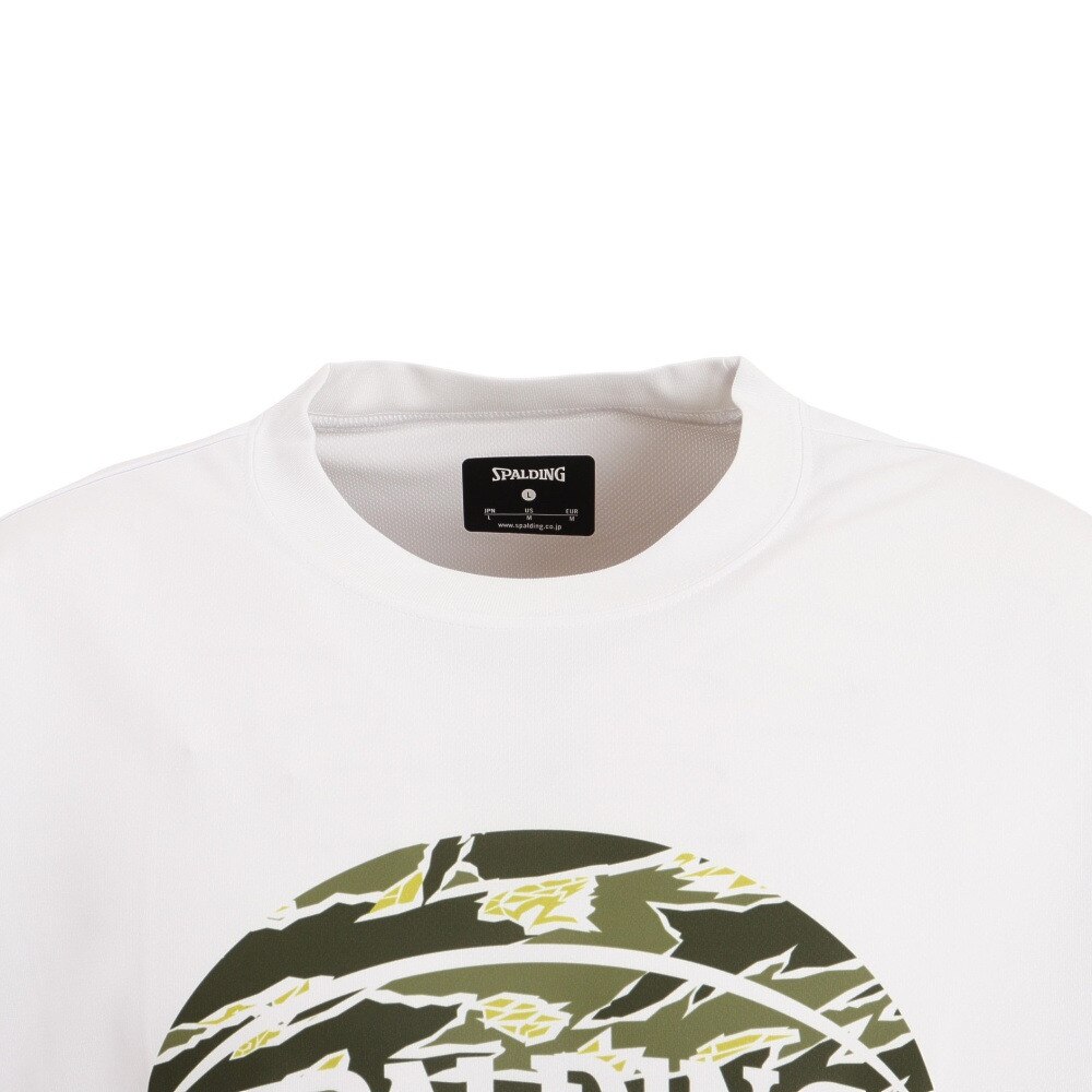 スポルディング（SPALDING）（メンズ）バスケットボールウェア UVカット Tシャツ タイガーカモボール SMT22001WH