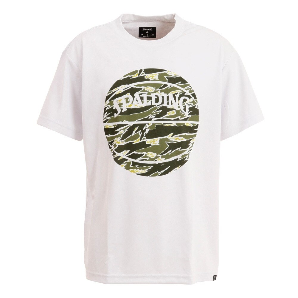 スポルディング（SPALDING）（メンズ）バスケットボールウェア UVカット Tシャツ タイガーカモボール SMT22001WH