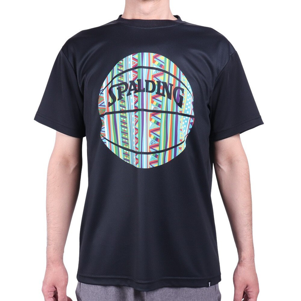 スポルディング（SPALDING）（メンズ）バスケットボールウェア UVカット Tシャツ アフリカントライバルボール SMT22005