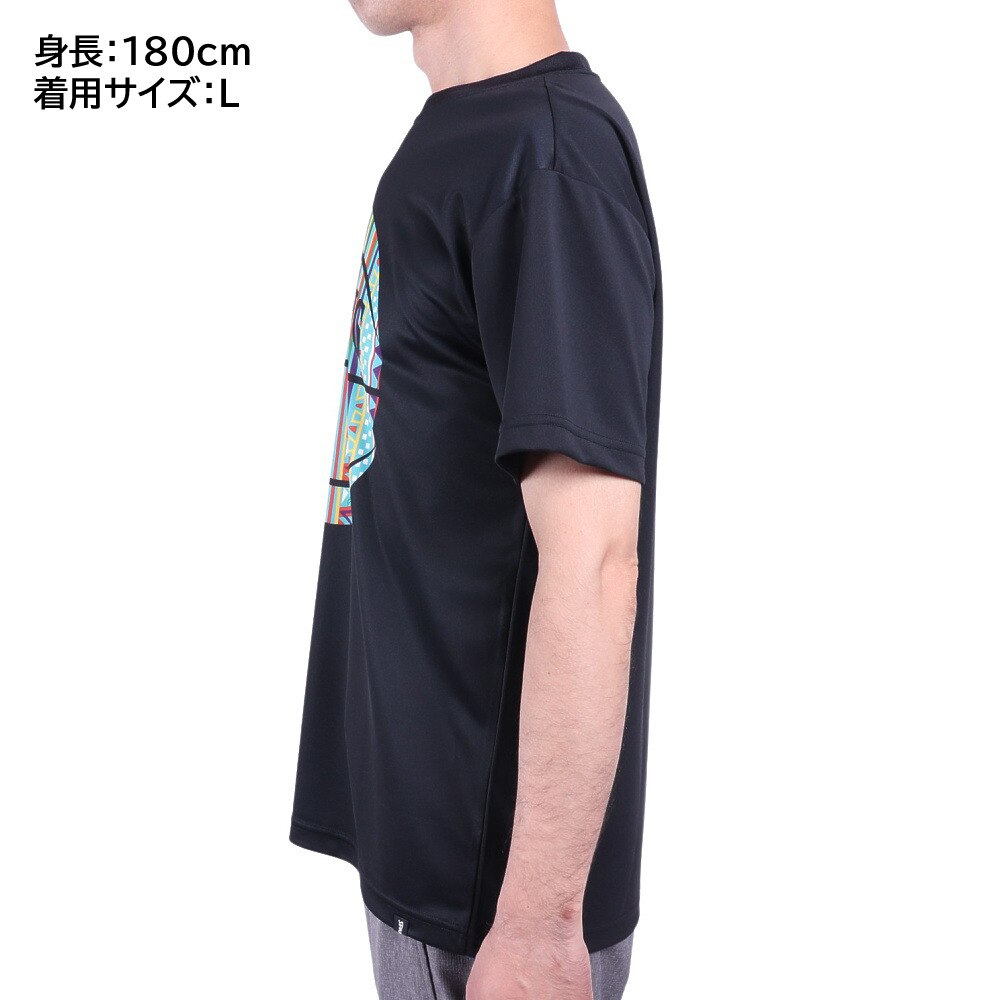 スポルディング（SPALDING）（メンズ）バスケットボールウェア UVカット Tシャツ アフリカントライバルボール SMT22005