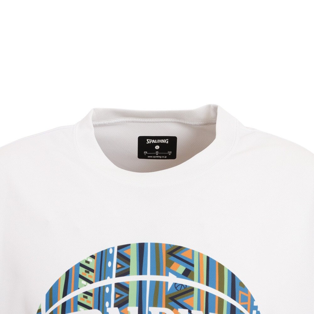 スポルディング（SPALDING）（メンズ）バスケットボールウェア UVカット Tシャツ アフリカントライバルボール SMT22005WH