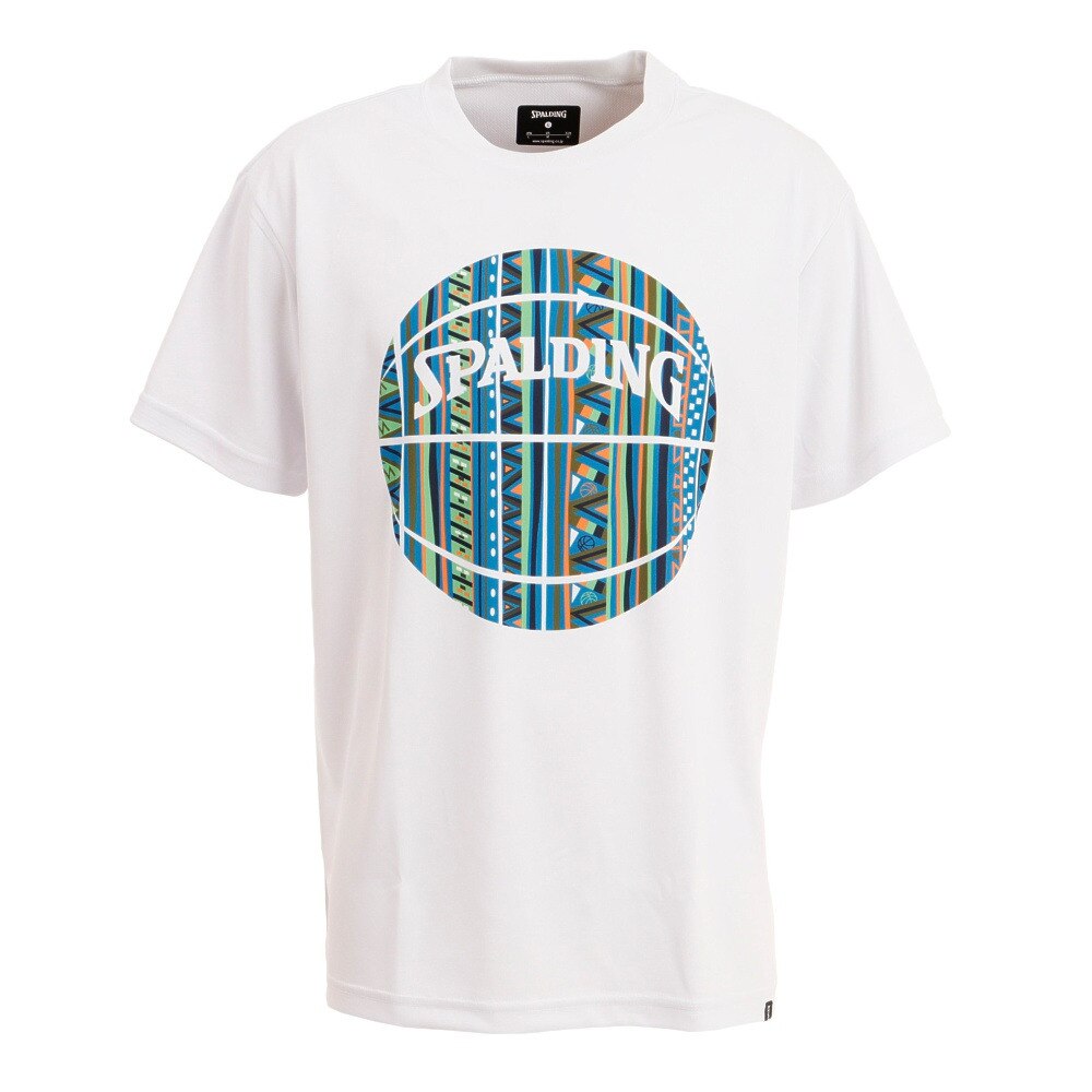スポルディング（SPALDING）（メンズ）バスケットボールウェア UVカット Tシャツ アフリカントライバルボール SMT22005WH