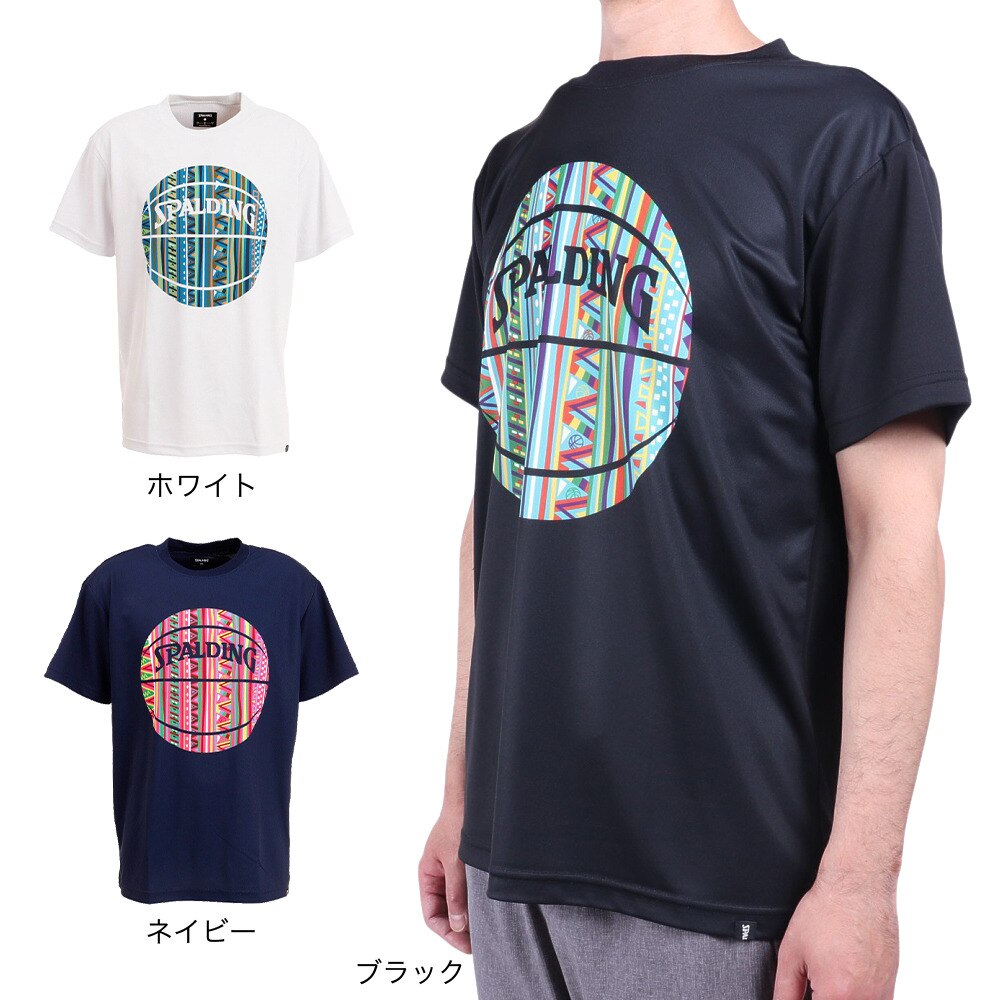 スポルディング（SPALDING）（メンズ）バスケットボールウェア UVカット Tシャツ アフリカントライバルボール SMT22005