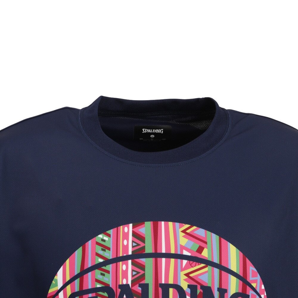 スポルディング（SPALDING）（メンズ）バスケットボールウェア UVカット Tシャツ アフリカントライバルボール SMT22005NV