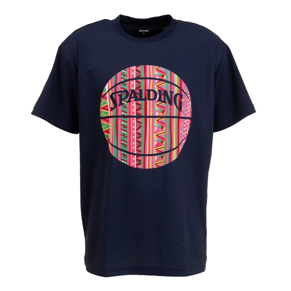 スポルディング（SPALDING）（メンズ）バスケットボールウェア UVカット Tシャツ アフリカントライバルボール SMT22005NV