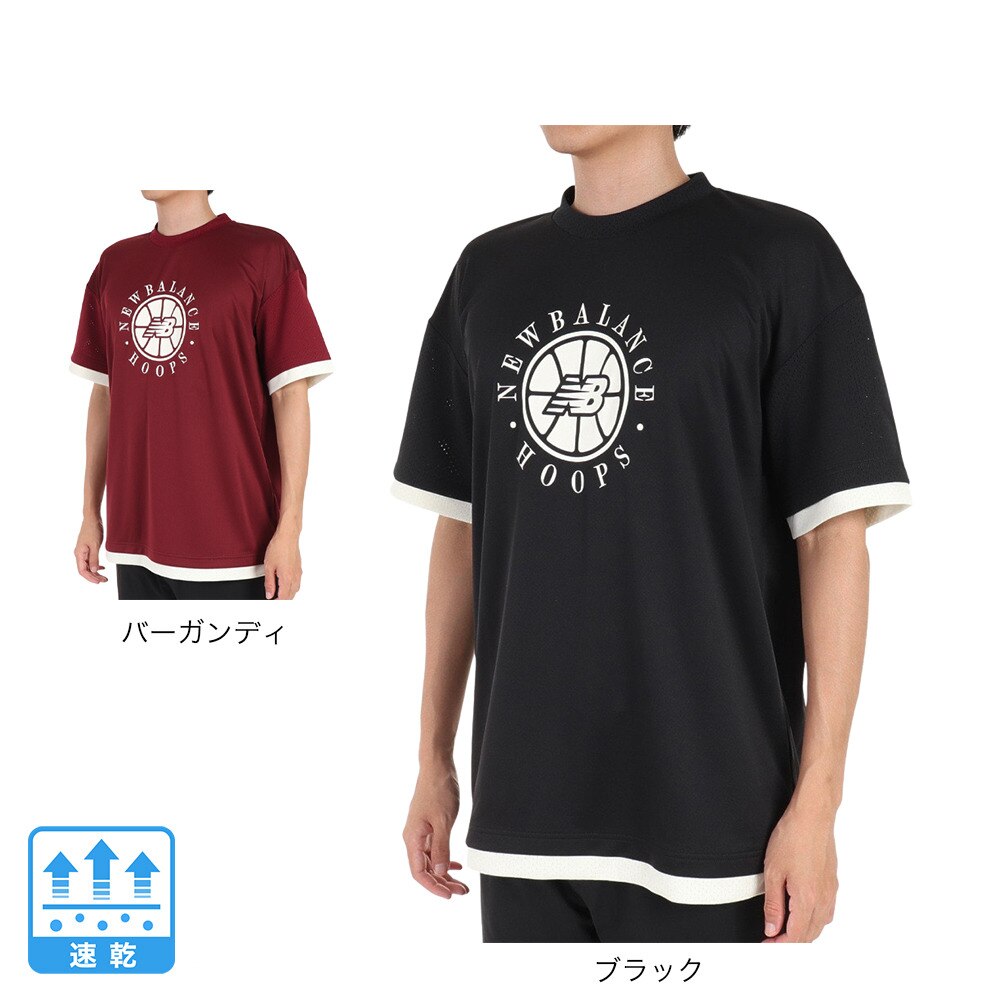 ニューバランス（new balance）（メンズ）バスケットボールウェア Logo Layerd 半袖Tシャツ AMT25058NBY