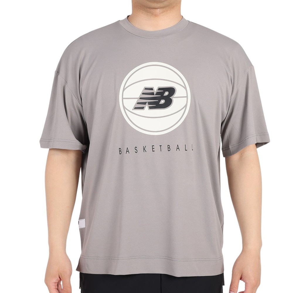 ニューバランス（new balance）（メンズ）バスケットボールウェア バスケットボールロゴショートスリーブTシャツ AMT35069MHD 冷感 速乾