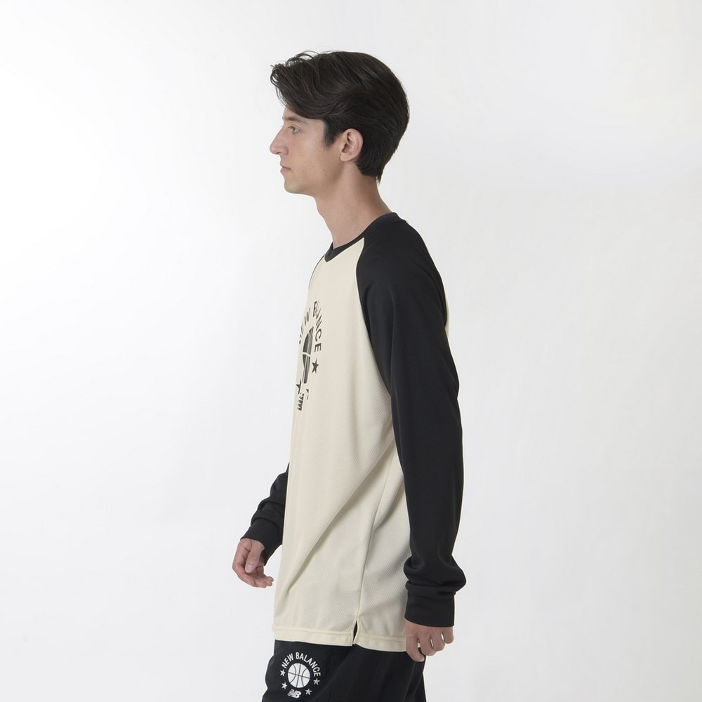 ニューバランス（new balance）（メンズ）バスケットボールウェア カラーブロックロングTシャツ AMT35183BK 速乾