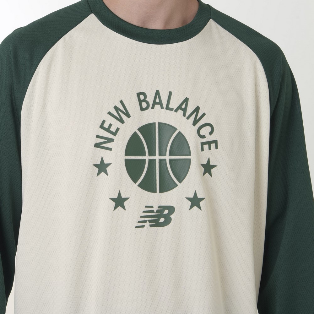 ニューバランス（new balance）（メンズ）バスケットボールウェア カラーブロックロングTシャツ AMT35183NWG 速乾
