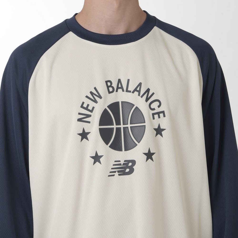 ニューバランス（new balance）（メンズ）バスケットボールウェア カラーブロックロングTシャツ AMT35183TNV 速乾