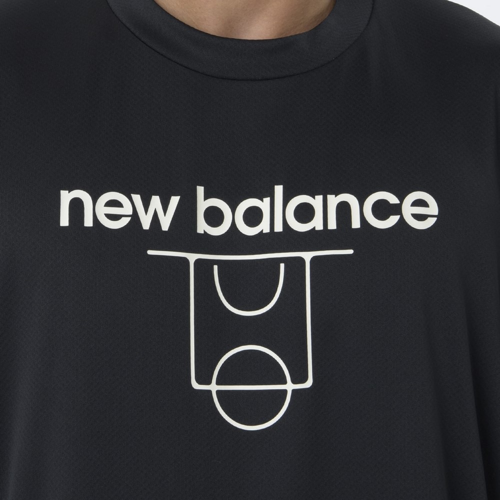 ニューバランス（new balance）（メンズ）バスケットボールウェア コートグラフィック ディンプルメッシュ 半袖Tシャツ AMT45070BK 速乾