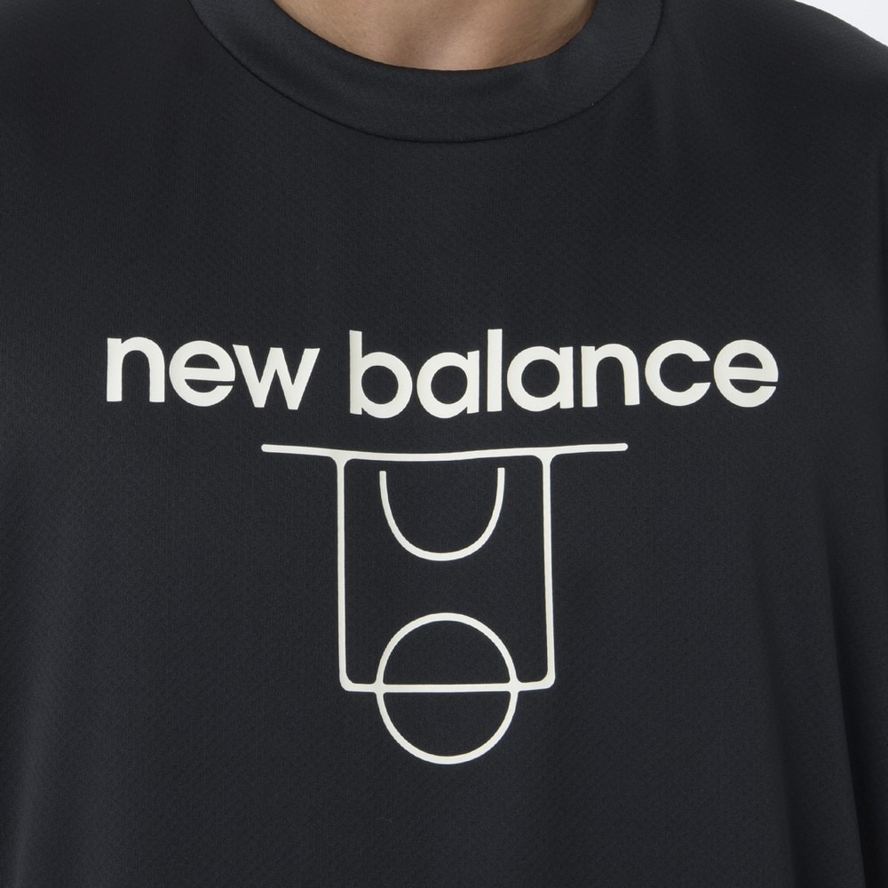 ニューバランス（new balance）（メンズ）バスケットボールウェア コートグラフィック ディンプルメッシュ 半袖Tシャツ AMT45070BK