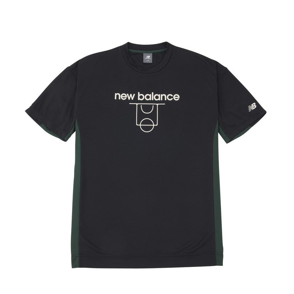 ニューバランス（new balance）（メンズ）バスケットボールウェア コートグラフィック ディンプルメッシュ 半袖Tシャツ AMT45070BK 速乾
