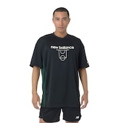ニューバランス（new balance）（メンズ）バスケットボールウェア コートグラフィック ディンプルメッシュ 半袖Tシャツ AMT45070BK 速乾